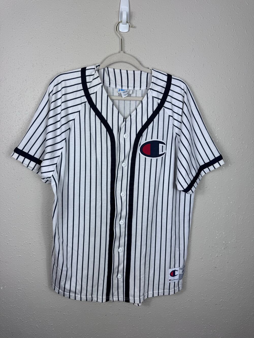 Champion Blue & white Striped Jersey Size Large